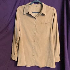 Camel colored suede button down